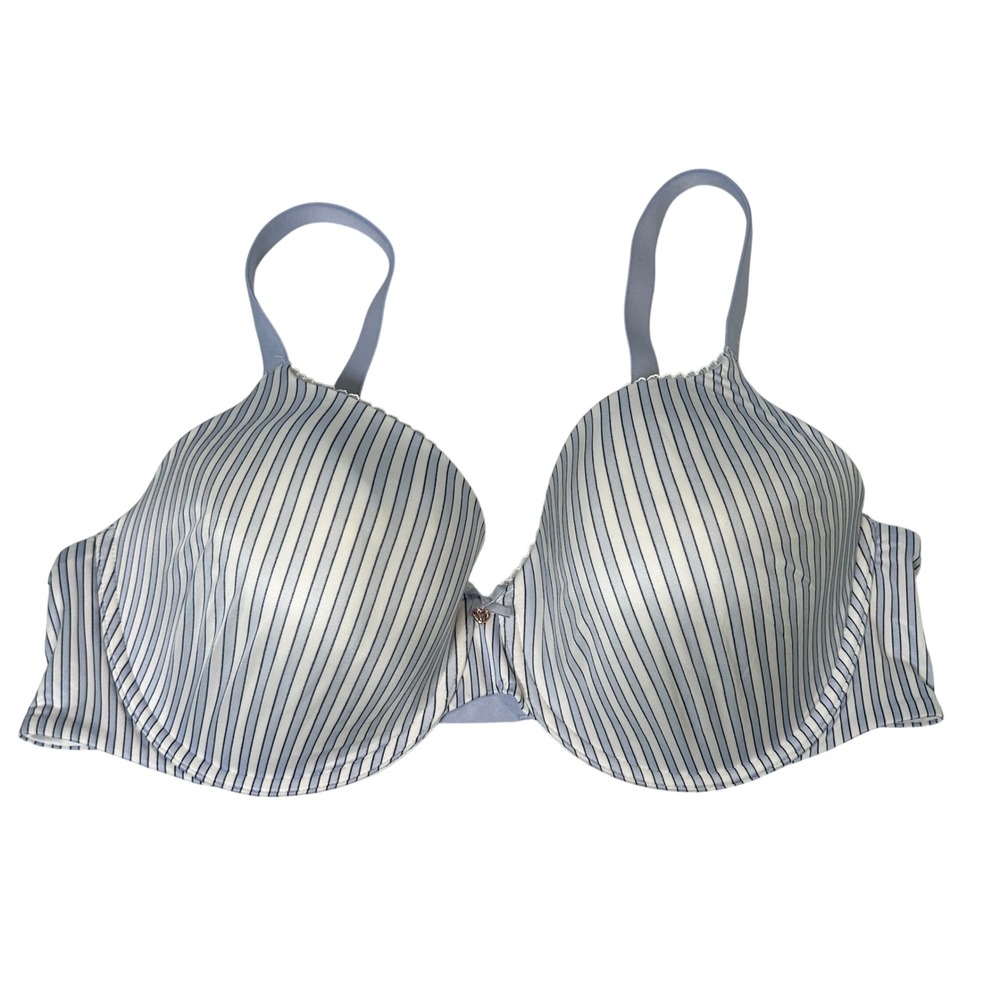 Victorias Secret 40DD Blue White Striped Full Coverage Lined Underwire Bra